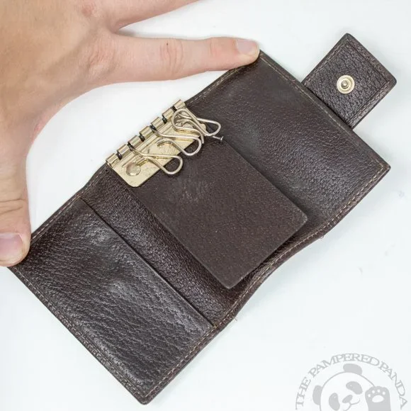 GUCCI GG Monogram Canvas Italian Leather Key Case Holder Brown Snap Closure - Picture 5 of 6